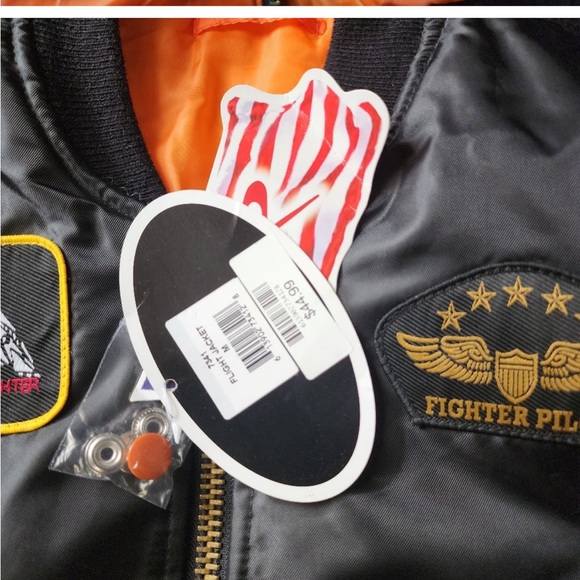 Kids Flight Jacket With Patches Boys Size S Fighter Pilot Boys Green - Picture 3 of 14